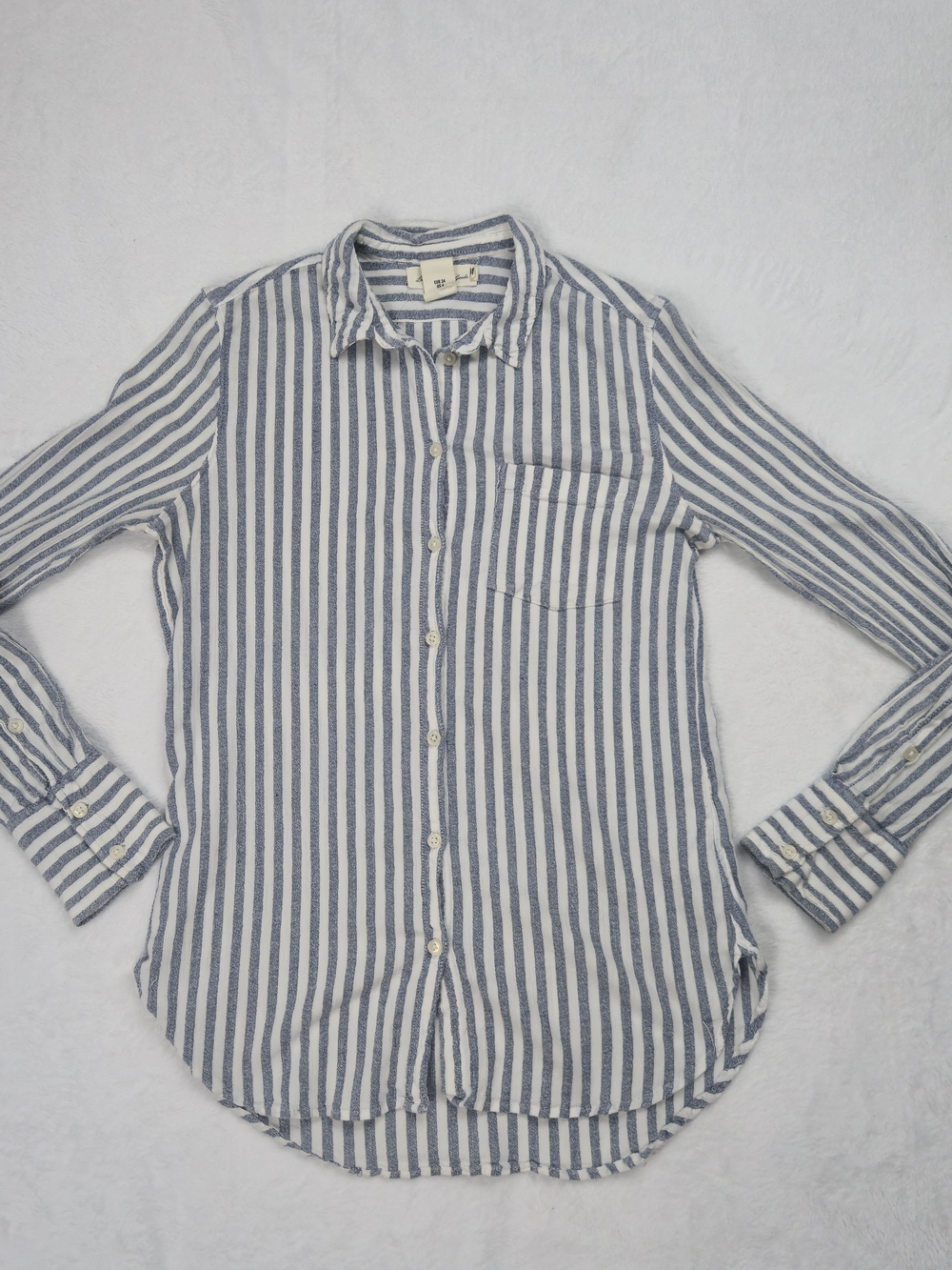 Blue and White Vertical Stripe Button-Down Shirt